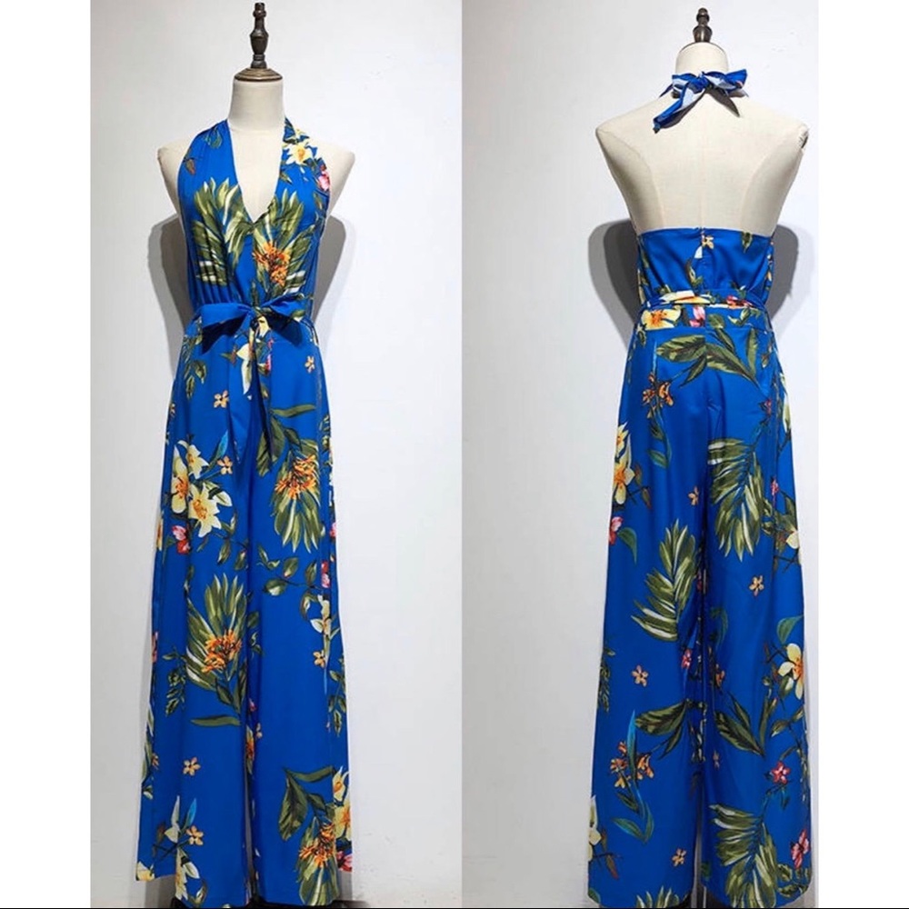 Flowers Jumpsuit . Size small. Open back.